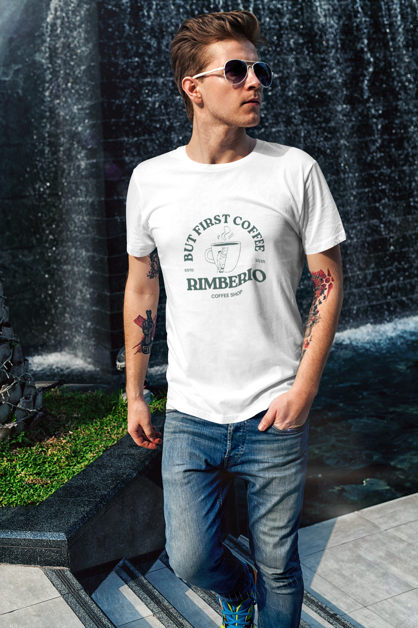 White Bold Print Tee